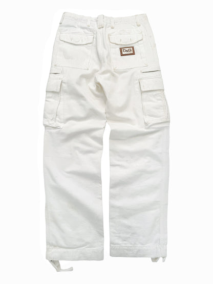 2000’s Distressed Heavy 3D Cargo Pocket Pants (White)