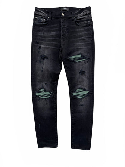 MX1 Green Ultra Suede Repair Skinny Denim