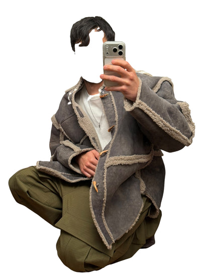 French Lamb Shearling Paneled Jacket