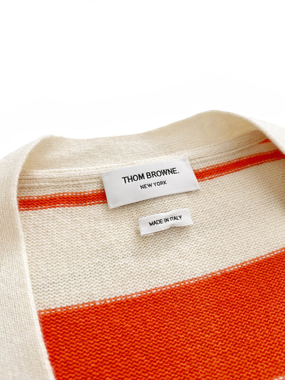 Oversized Cashmere Orange Stripe Cardigan