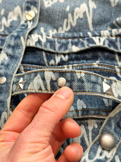 Runway Script Denim Raver Skirt