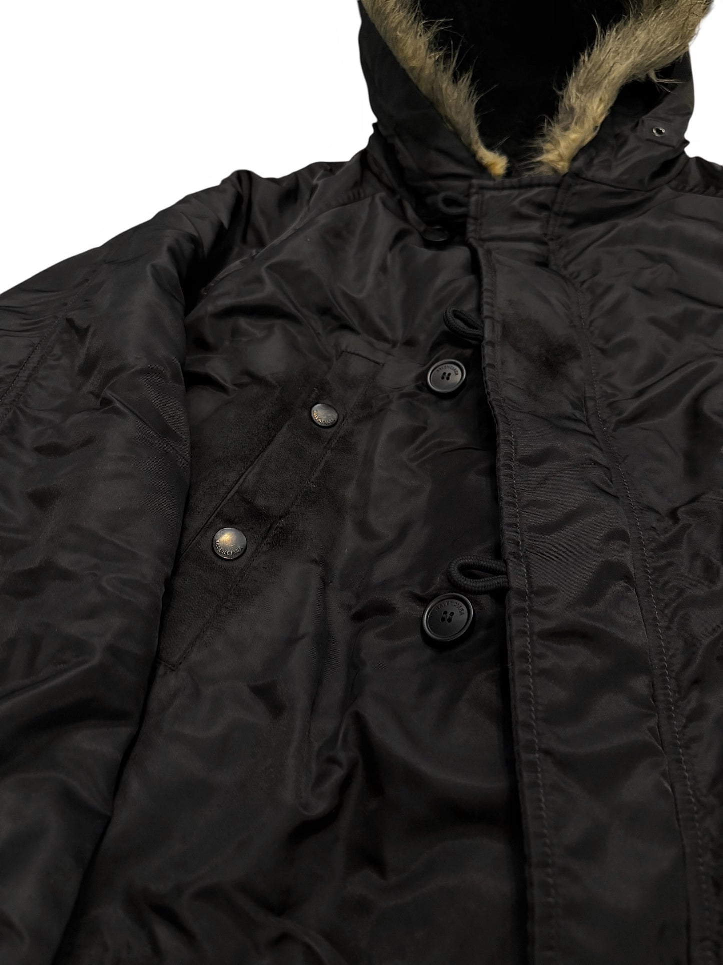 Graffiti Distressed Mud Fur Hood Parka