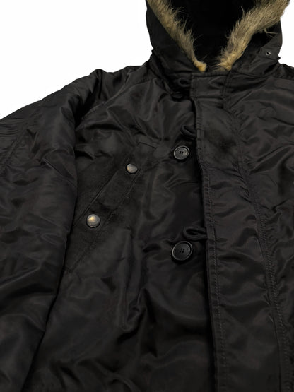 Graffiti Distressed Mud Fur Hood Parka