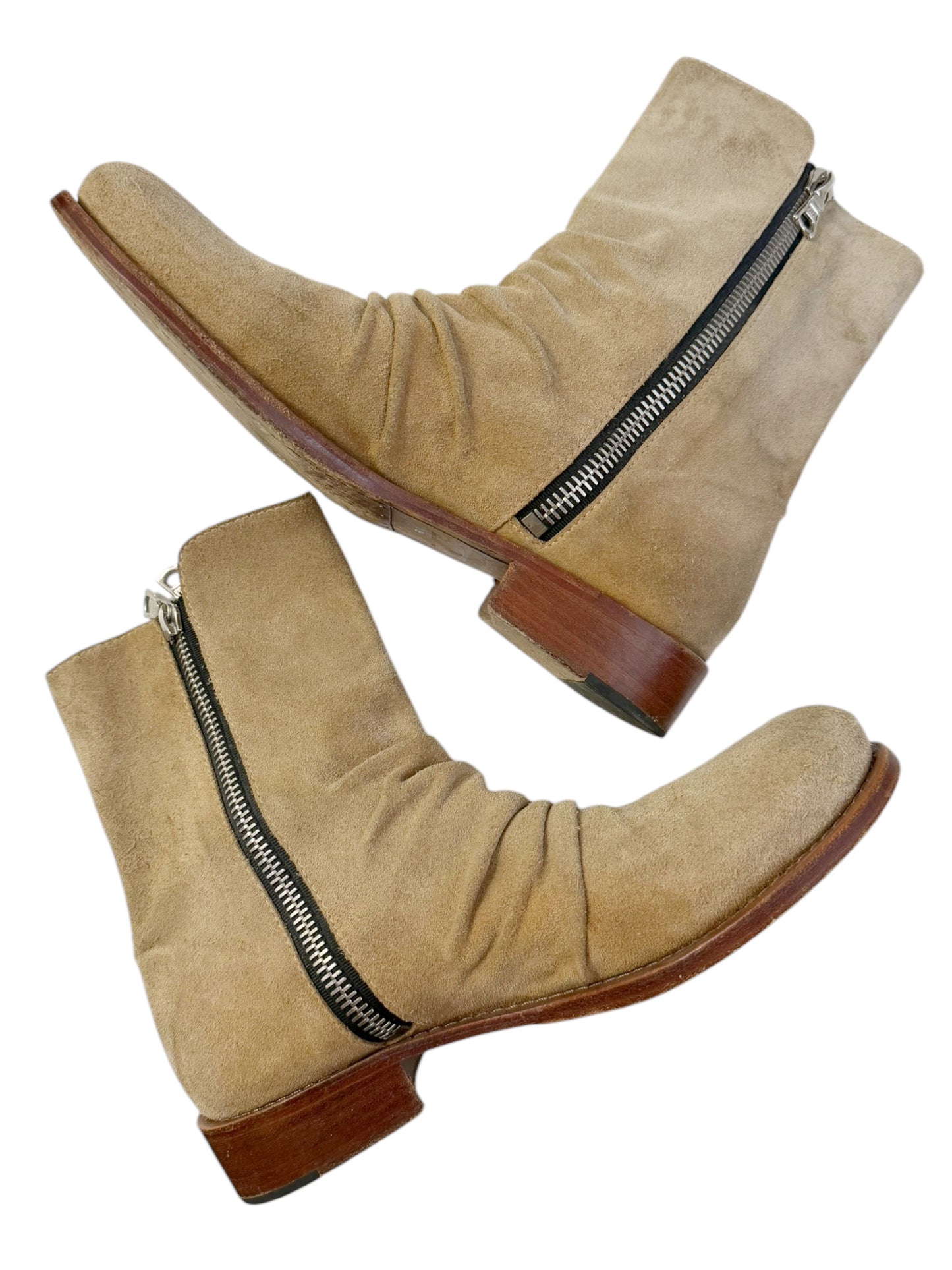 Sand Stacked Double Zip Moto Boot