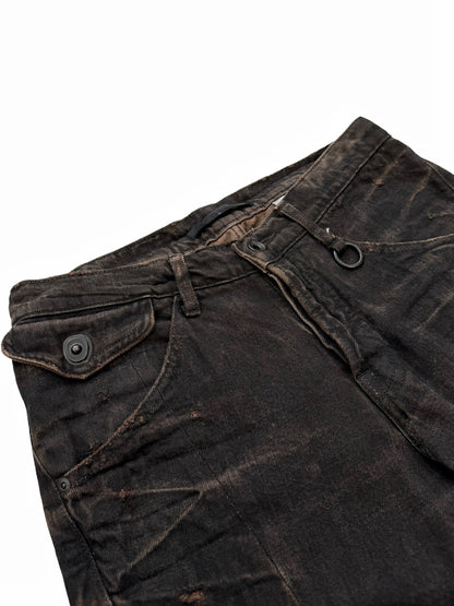 Distress Washed Twisted Flare Denim