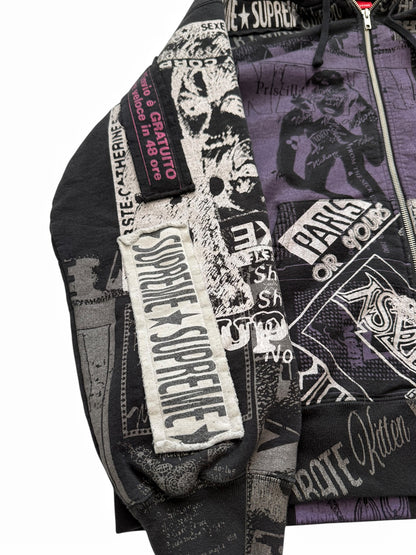 Collage Patchwork Zip Hoodie