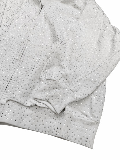 Strass Swarovski Crystal Zip White Hoodie