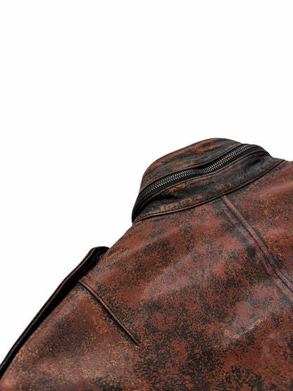 Yohji x Backlash “Rust” Speckled Spray Goat Leather Ballistic Jacket