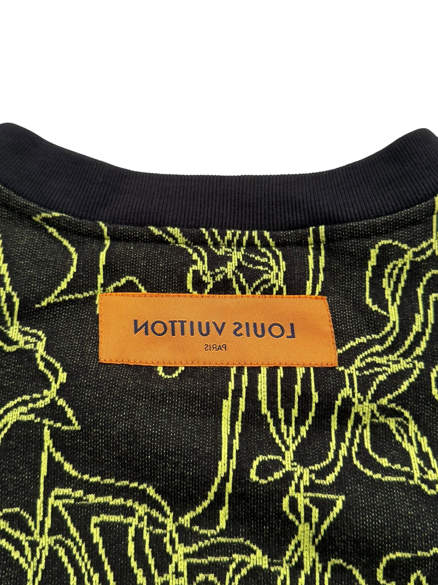 Virgil Wavy Logo Green Intarsia Knit Sweater