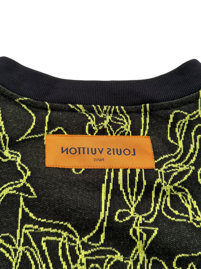 Virgil Wavy Logo Green Intarsia Knit Sweater
