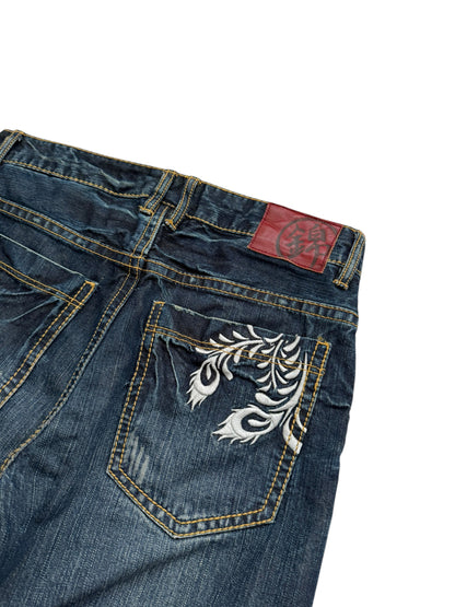 Heavy Embroidered Whisker Denim