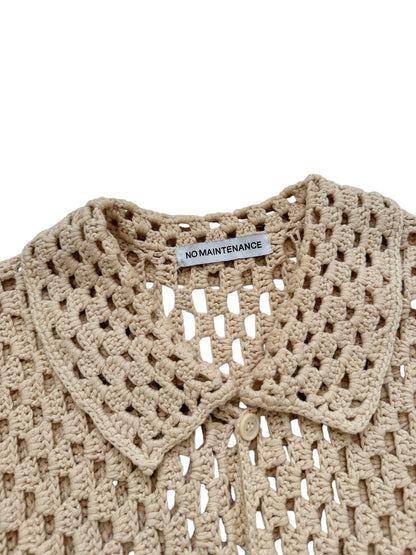 Crochet Woven Shirt Beige