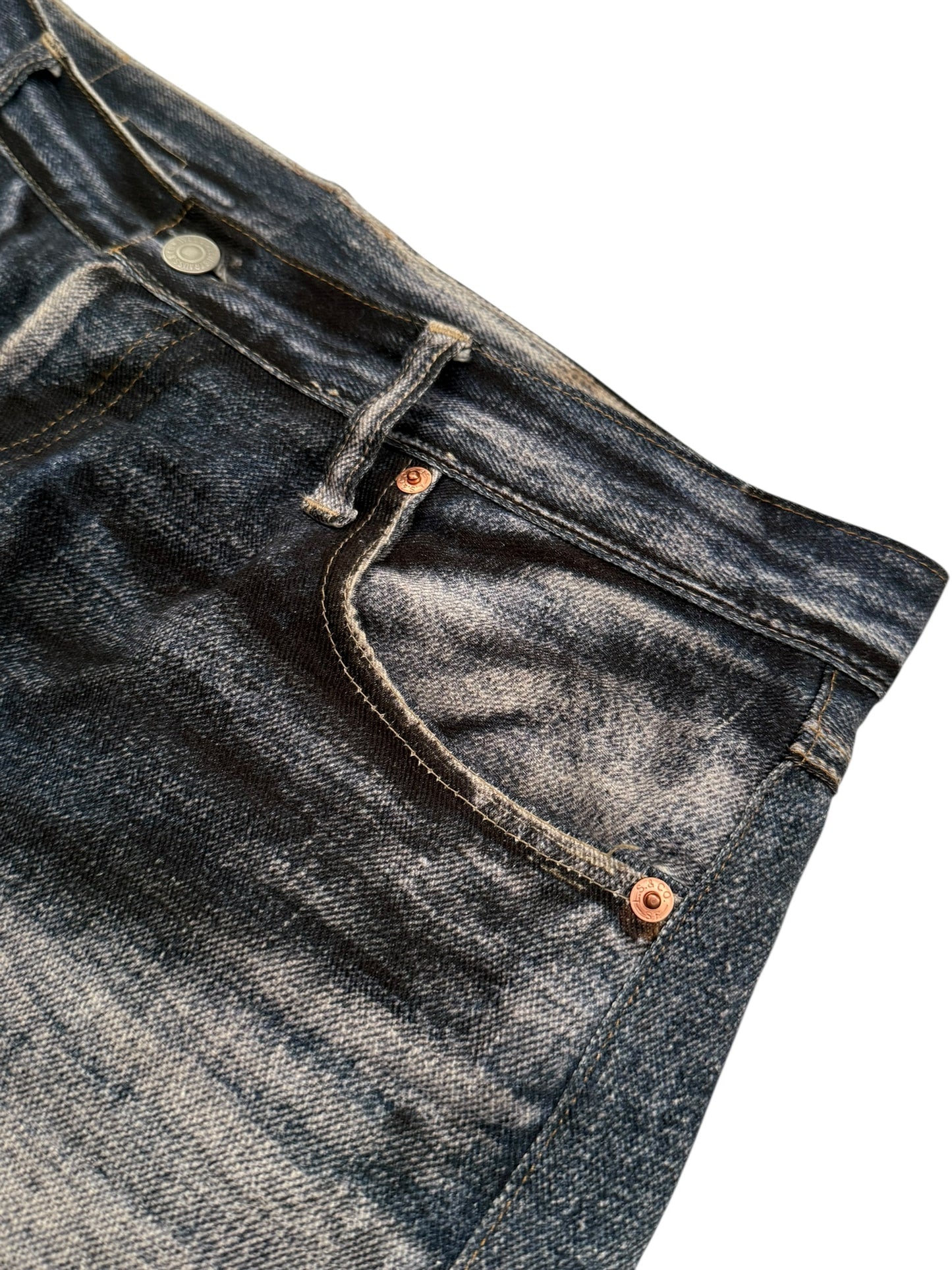 Trompe L’oeil Printed Baggy Belted Denim