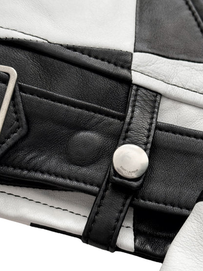 SS14 Checkerboard Patchwork L01 Lambskin Motorcycle Jacket