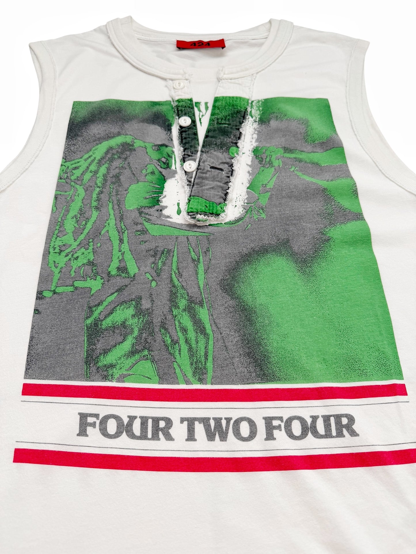 Green Graphic Bob Marley Layered Thermal Tank Tee