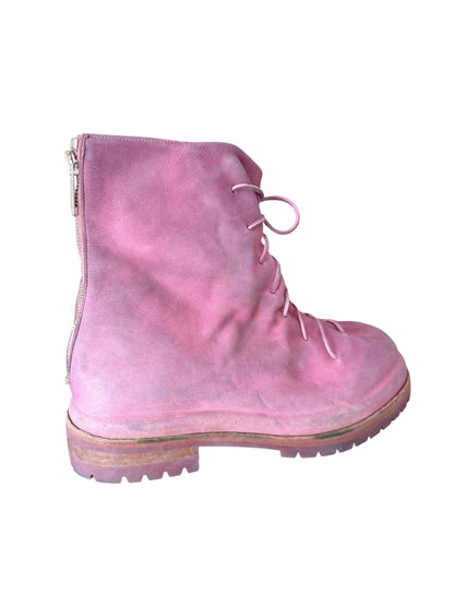 Overdyed Pink Leather Lace Up Marathon Boot