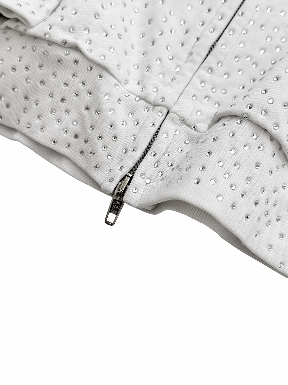 Strass Swarovski Crystal Zip White Hoodie
