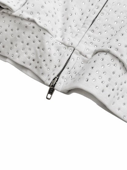 Strass Swarovski Crystal Zip White Hoodie