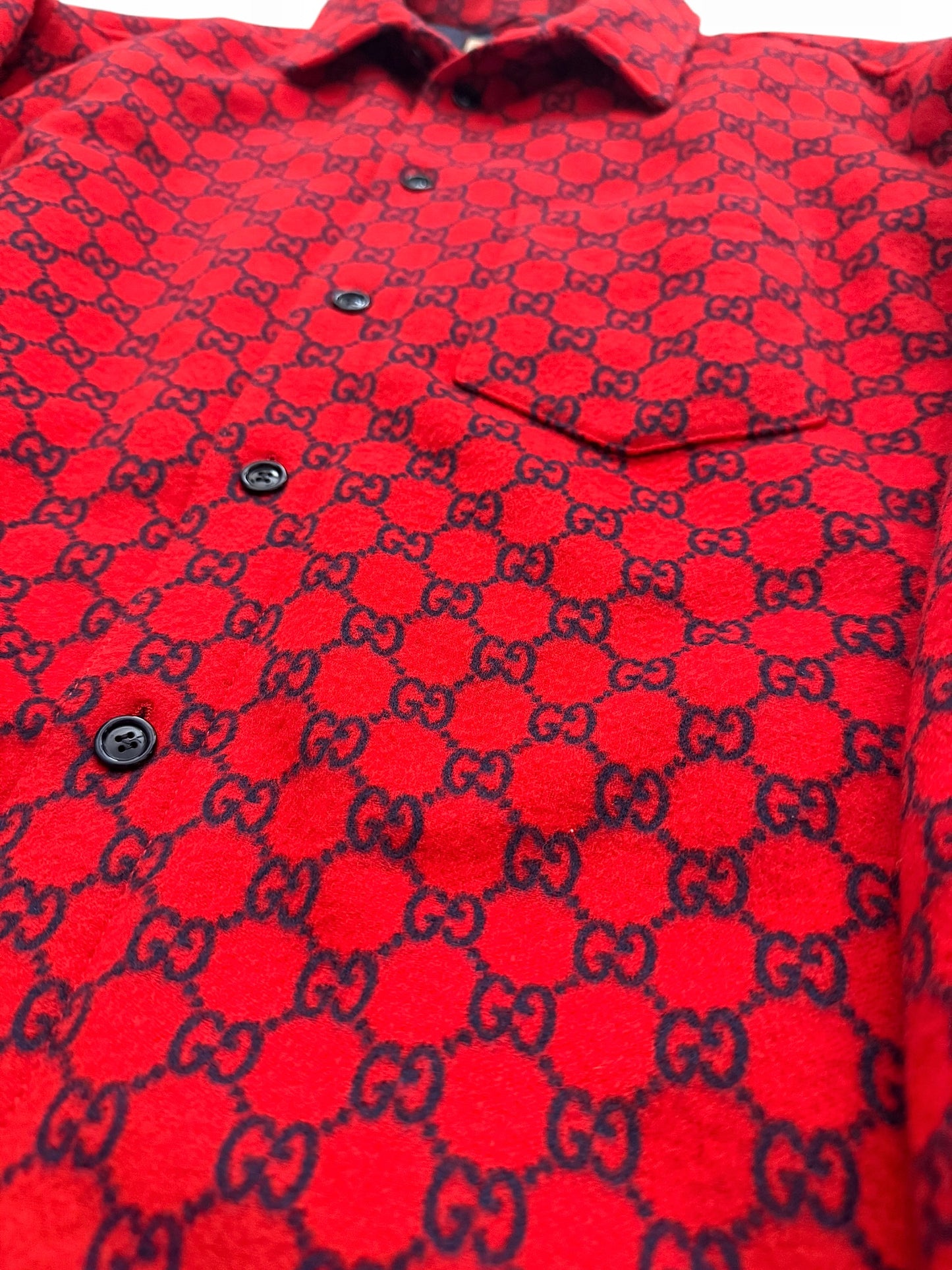 Red Wool Flannel Overshirt Padded Shirt