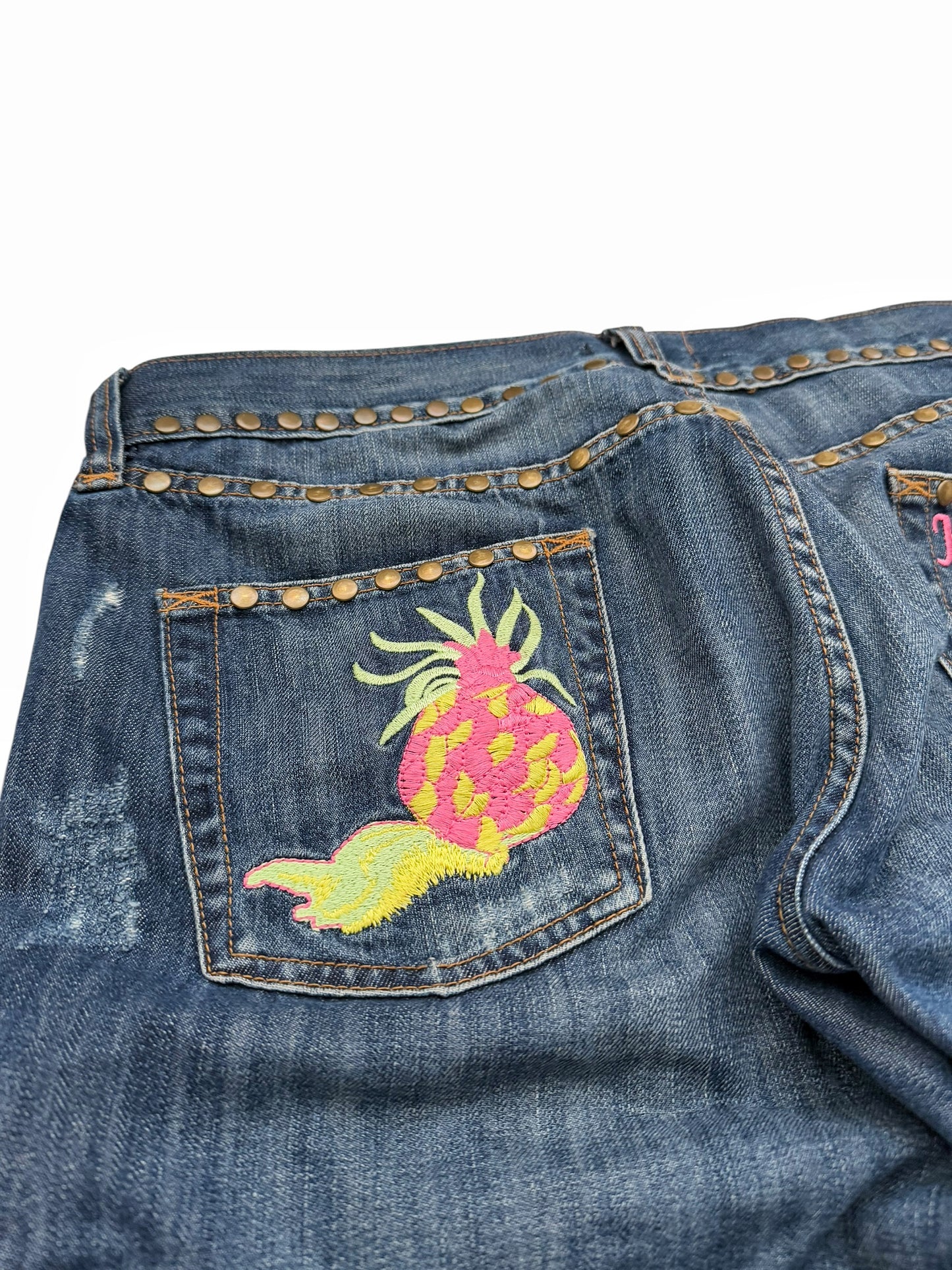 Hawaii Aloha Embroidered Stud Denim