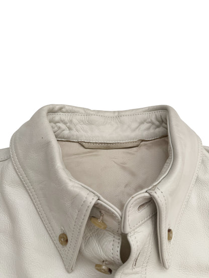 White Leather Over Shirt Jacket