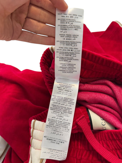 Chain Stitch Goth Logo Red Velvet Shorts