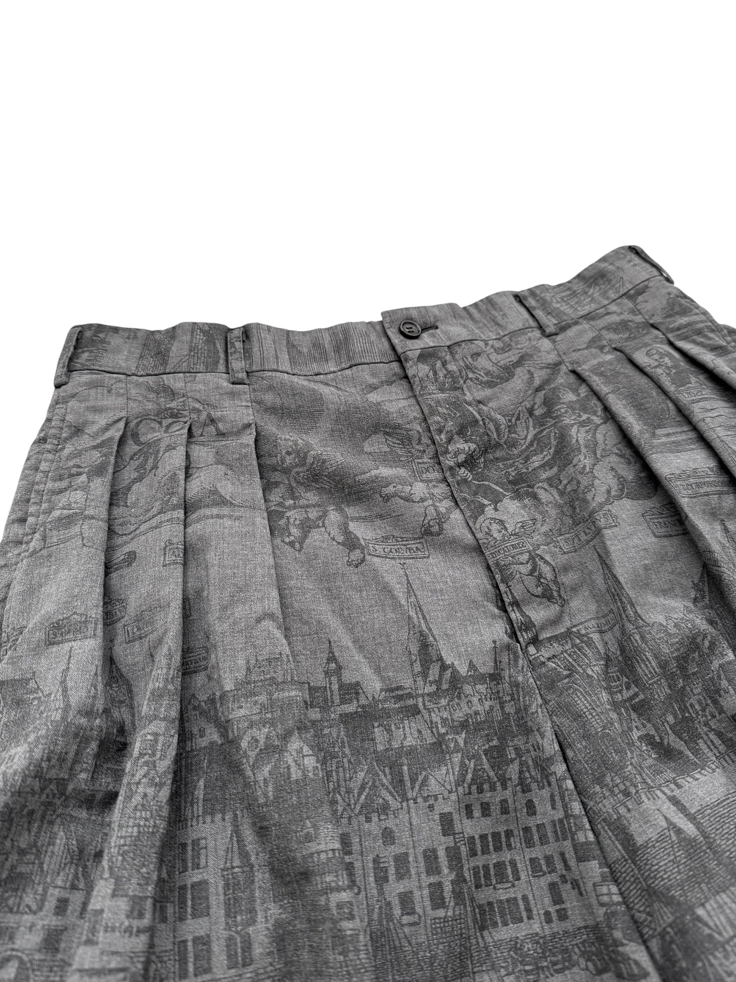 2020 Pressed Wool Print Pleated Shorts
