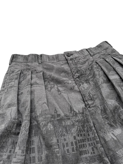 2020 Pressed Wool Print Pleated Shorts