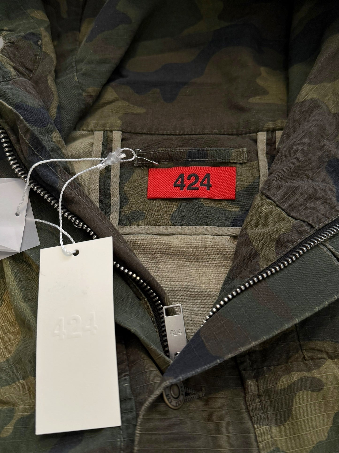 Distressed Cropped Camo Anorak Parka Jacket