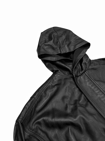 2024 Maxi Leather Hooded Long Coat