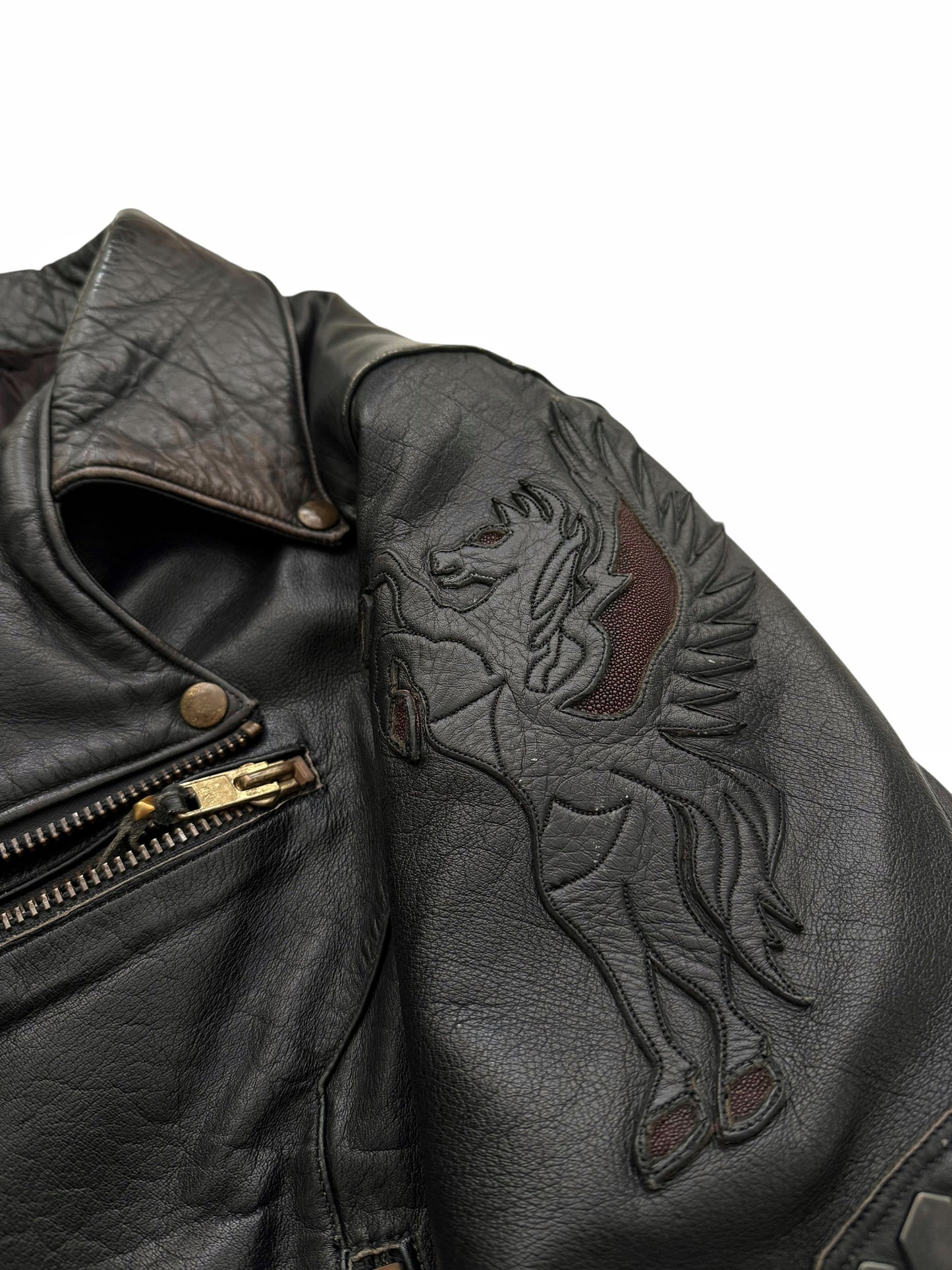 1980’s Custom Order Brass & Stingray Armored Leather Jacket