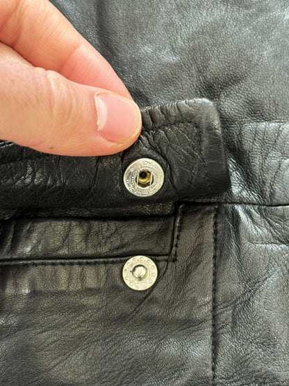 Long Chore Work Leather Zip Jacket