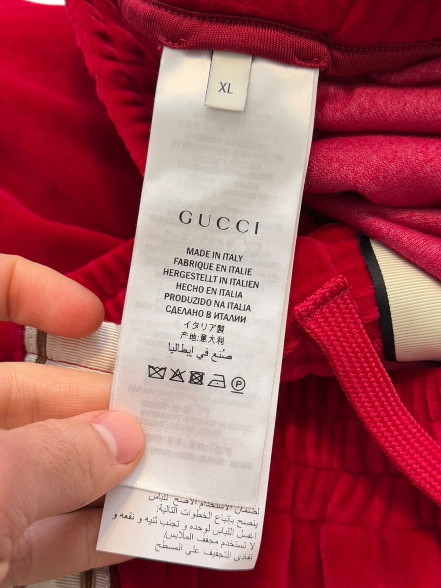 Chain Stitch Goth Logo Red Velvet Shorts