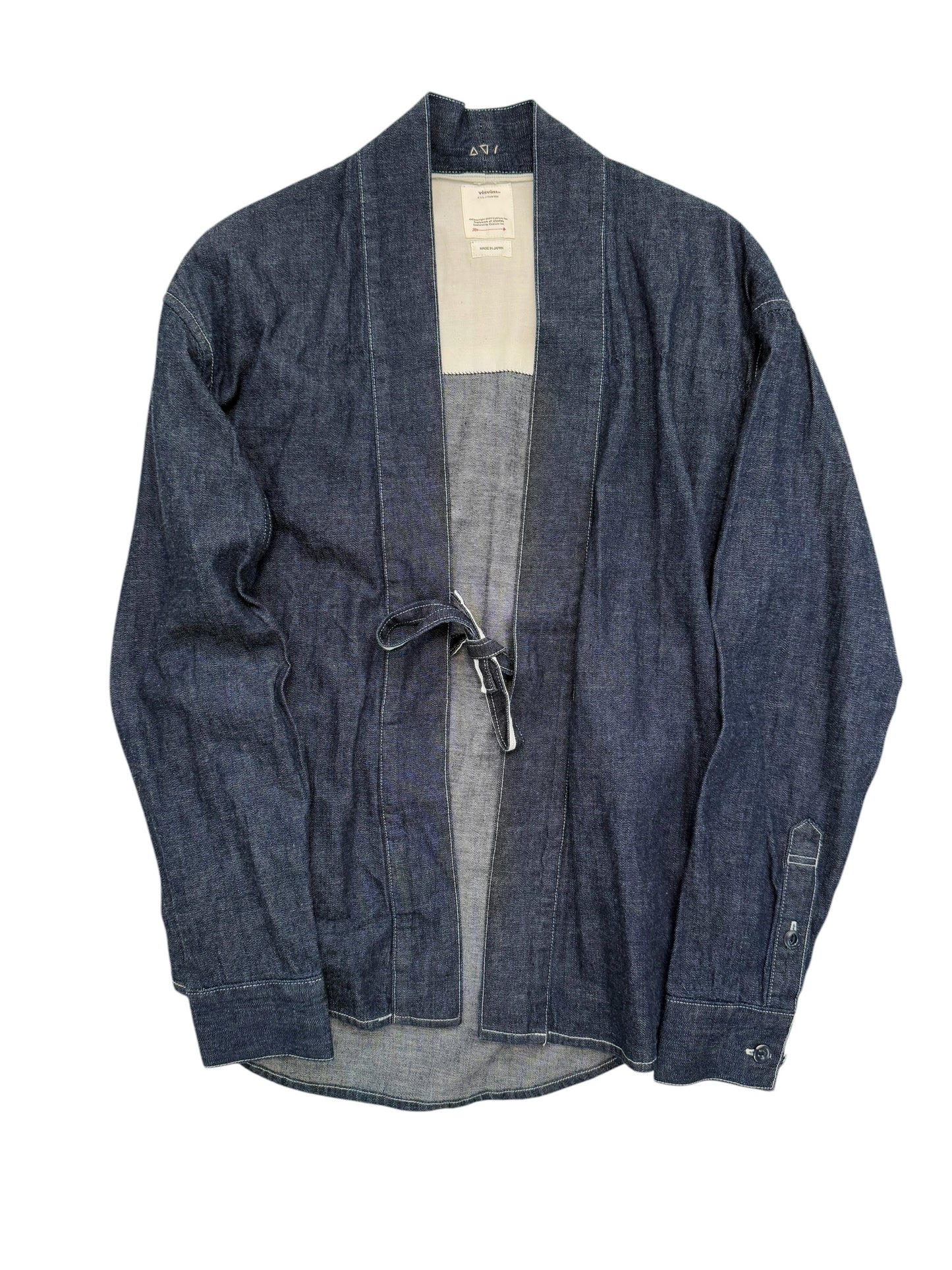 Khaki Blue Denim Kimono Shirt