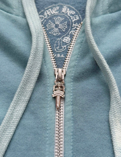 St Barths Exclusive Blue Overdyed Zip Rhodium Hoodie