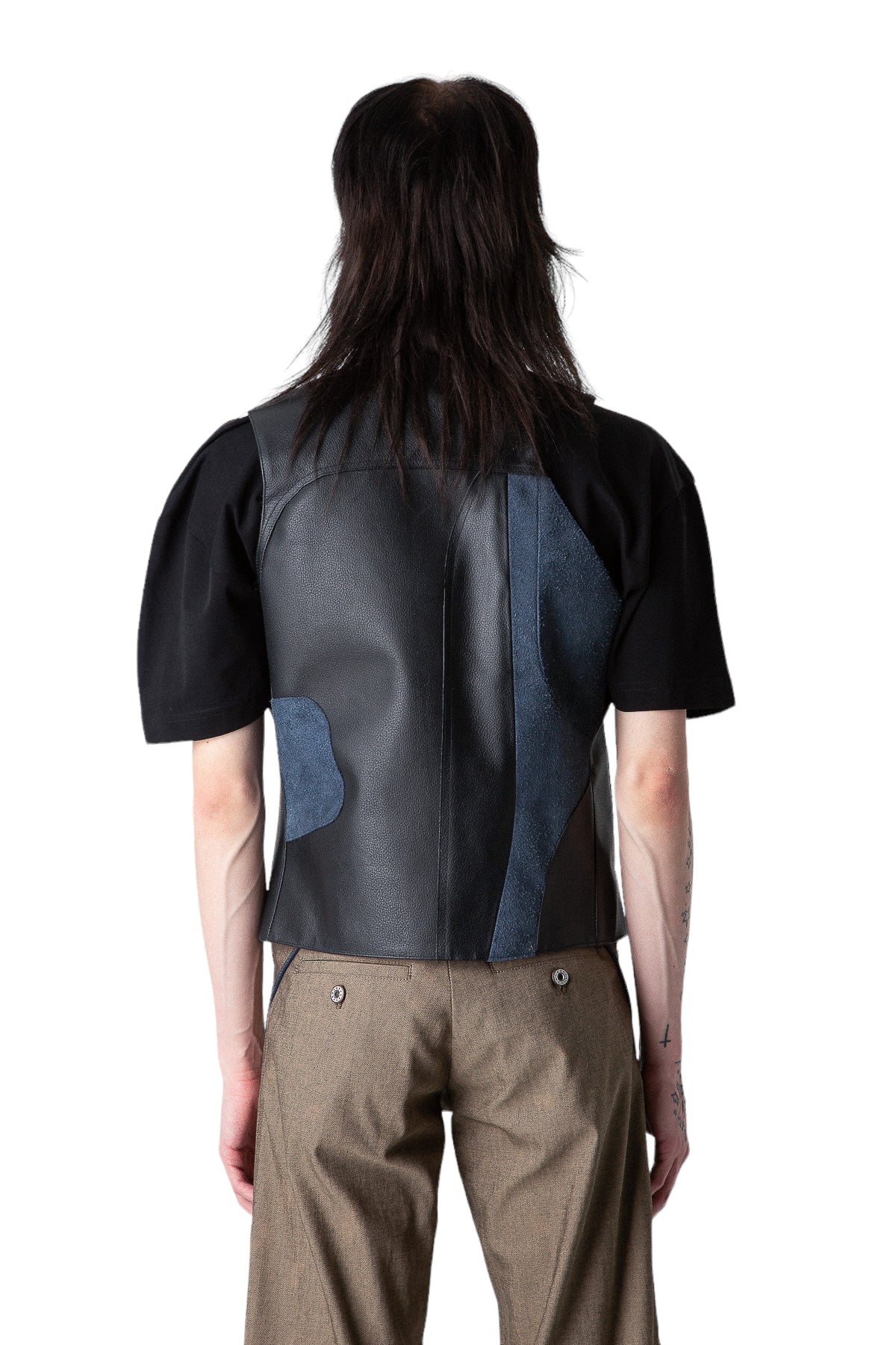 Recycled Couch Leather Asymmetric Vest