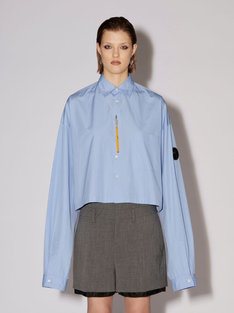 Cropped Poplin Blue Shirt