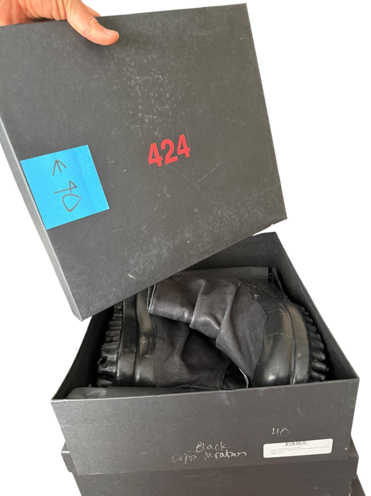 Black Dip Drip Marathon Leather Boots