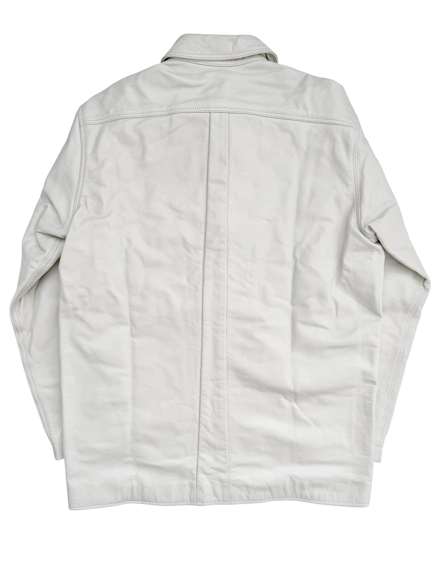 White Leather Over Shirt Jacket