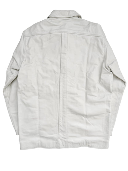 White Leather Over Shirt Jacket