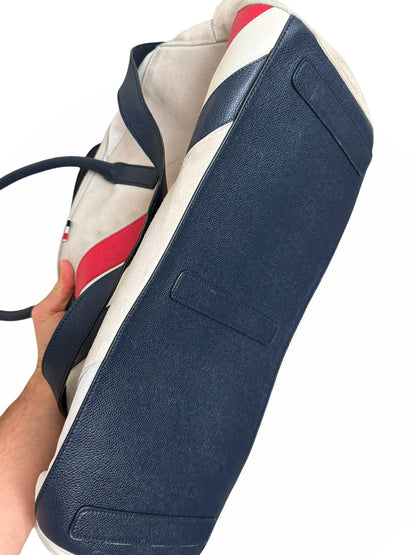 Suede Pebble Leather Stripe Duffle Bag