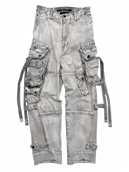 White Degrade Wash Gasmask Cargos