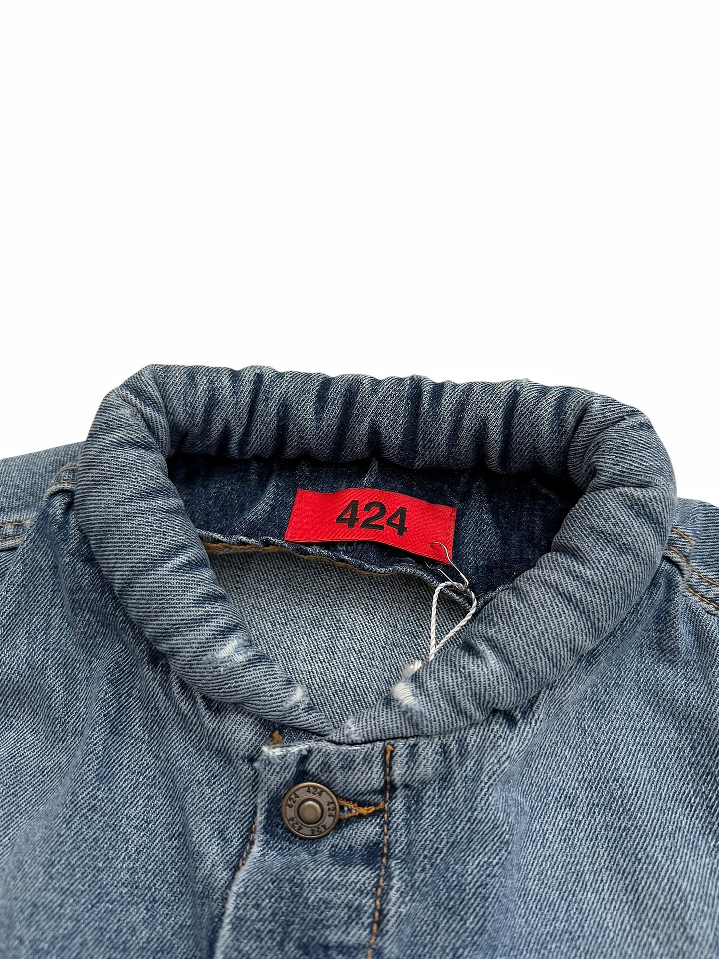 Japanese Wash Mandarin Collar Pleated Denim Trucker