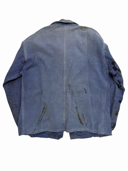 1930’s Distressed Repaired Indigo French Workwear Chore Jacket