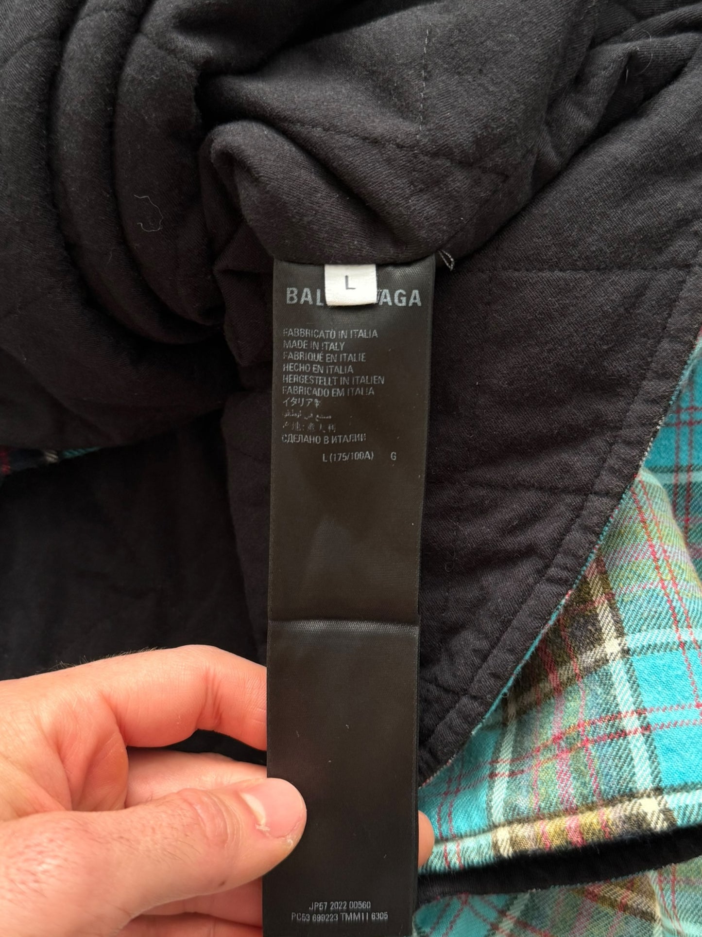 Oversized Bleached Hooded Flannel Blue