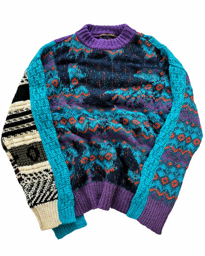 Purple River Jacquard Patchwork Knit