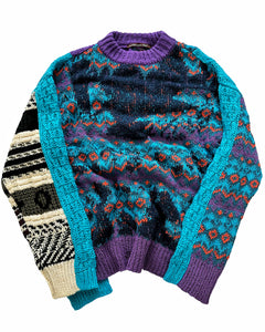 Purple River Jacquard Patchwork Knit