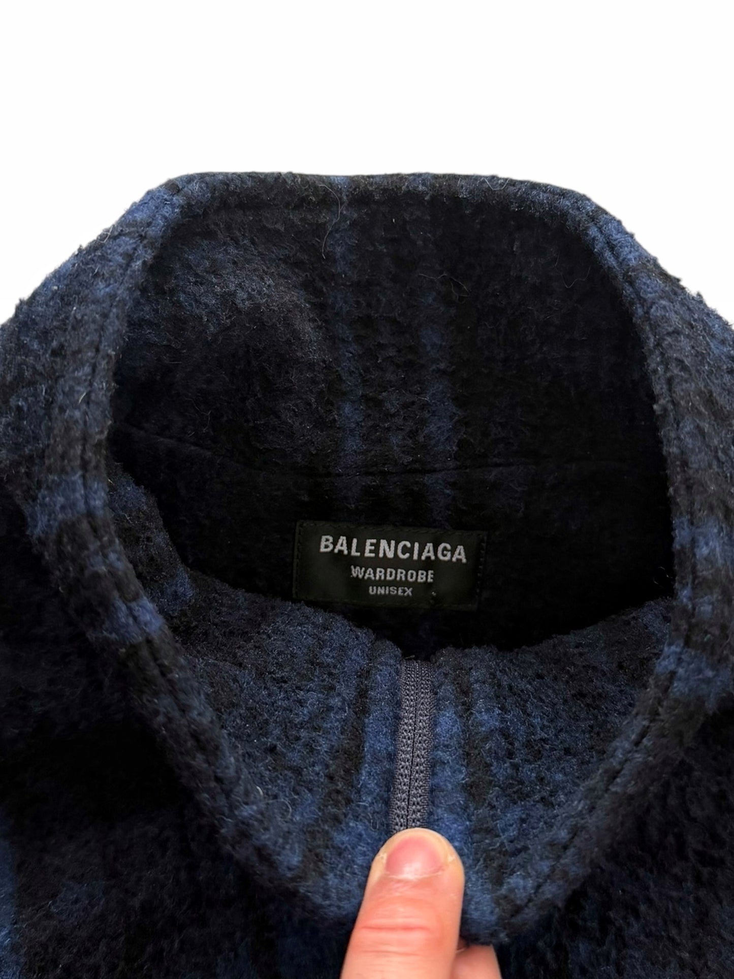 Wool Fleece Plaid Track Jacket