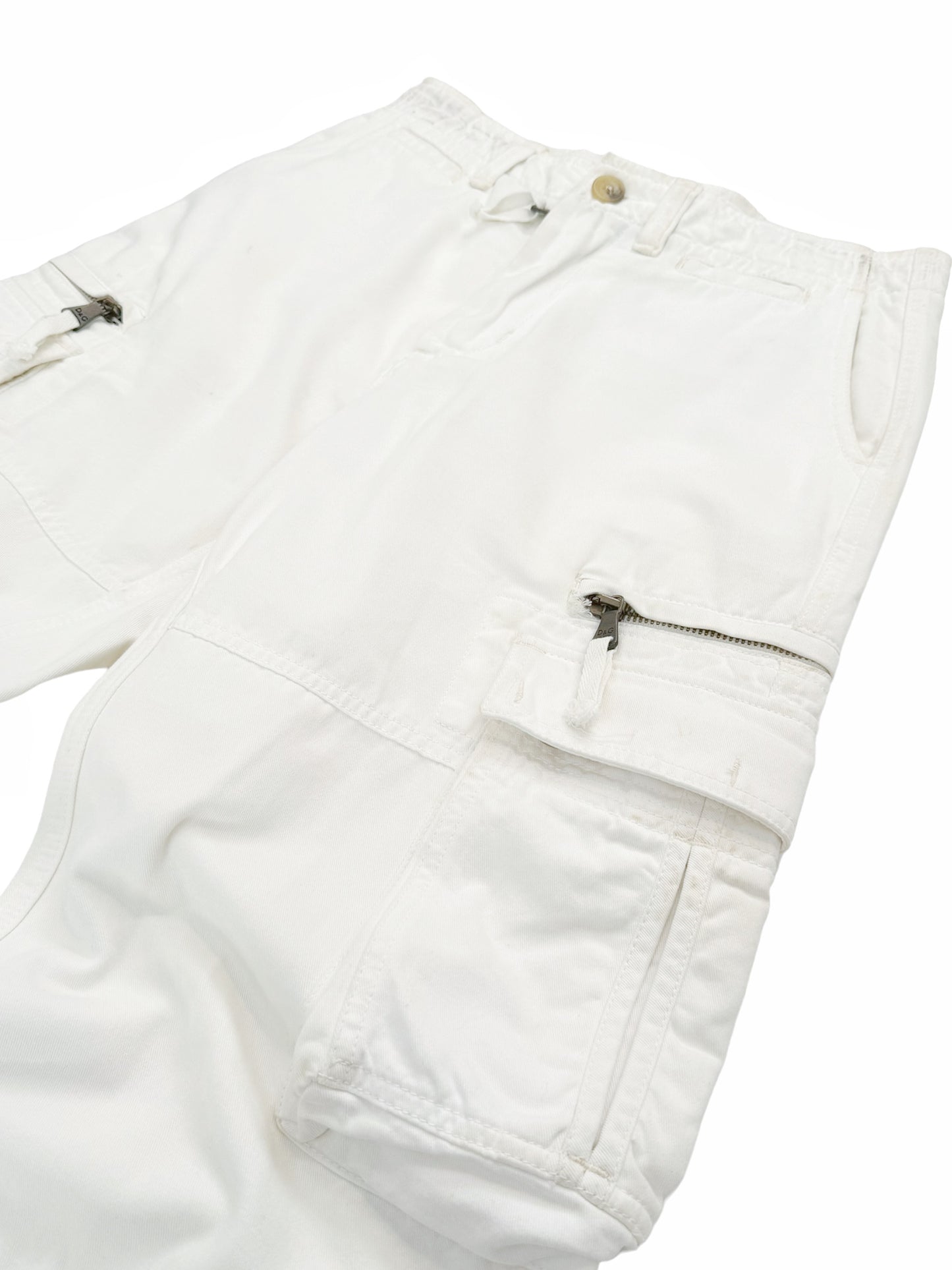 2000’s Distressed Heavy 3D Cargo Pocket Pants (White)