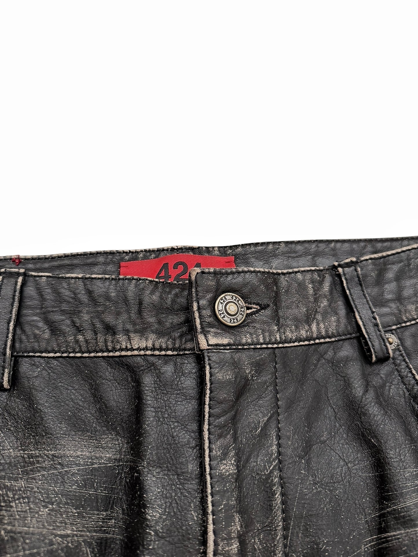 5 Pocket Rub Off Distressed Leather (Jeans)